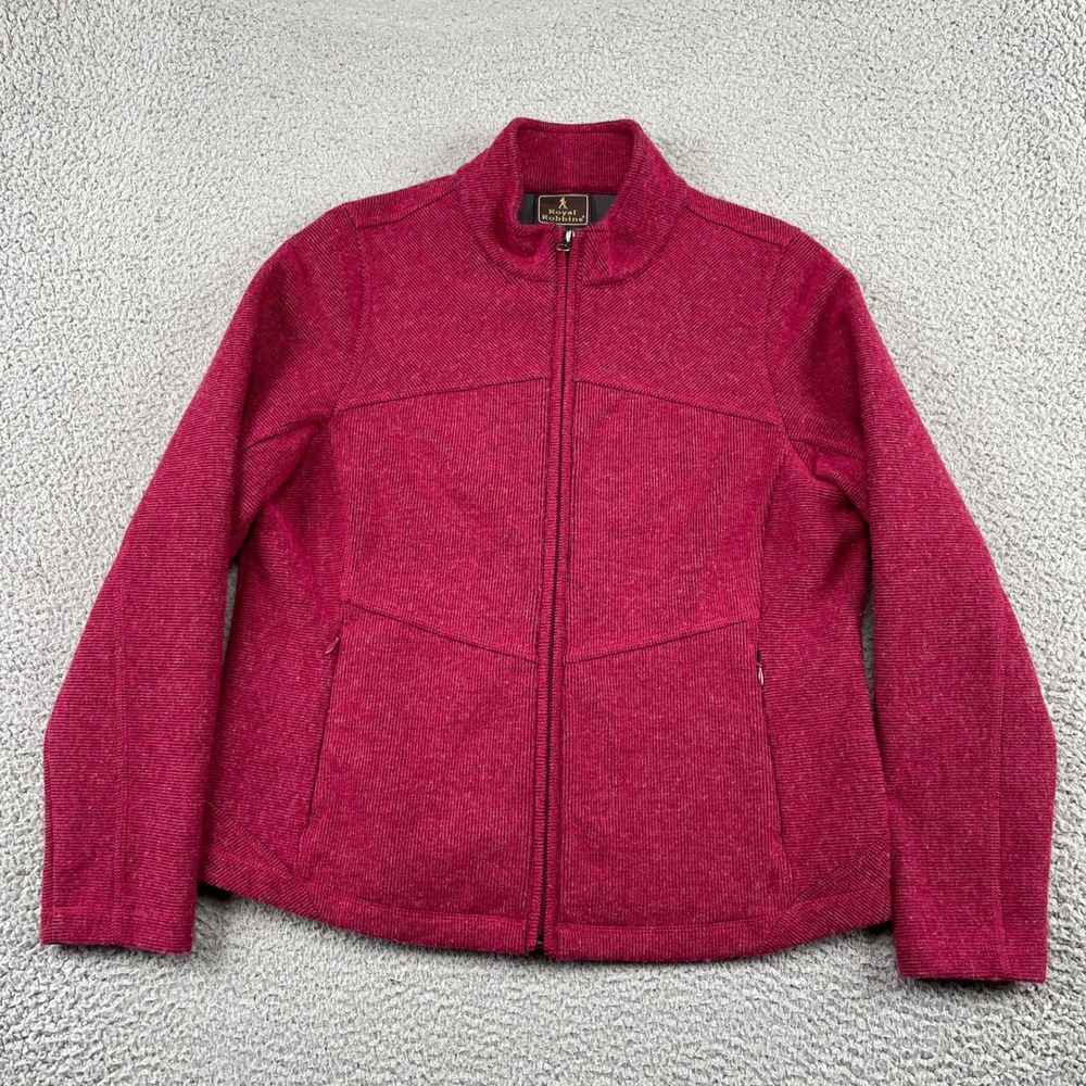 Royal Robbins Jacket Womens L Pink Full Zip Wool Blend Outdoor Mock Neck 25818